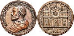 MEDAGLIE ITALIANE ROMA. Alessandro Farnese (cardinale), 1520-1589. Medaglia 1568 opus G. Bonzagni. Æ gr. 46,80 mm 39,6 Dr. ALEXANDER CARD FARN S R E VICECAN. Busto con mantellina a s.; sotto, nel giro