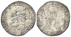 Monete italiane ROMA Alessandro VI (Rodrigo de Borja y Borja), 1492-1503. Giulio. Ag gr. 2,59 Dr. ALEXANDER - VI PONT MAX. Stemma sormontato da triregno e chiavi decussate. Rv. S - PETRVS - S PAVLVS. 