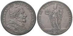 Monete italiane ROMA Alessandro VIII (Pietro Ottoboni), 1689-1691. Piastra 1690 a. I (Falso d'epoca). Æ e Pb gr. 27,98 Dr. ALEXANDER VIII PONT MAX A I. Busto a d., con camauro, mozzetta e stola decora