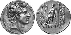 GRIECHISCHE MüNZEN SELEUKIDISCHES KöNIGREICH ANTIOCHOS IV. EPIPHANES (175 - 164) No.: 235 Schätzpreis-Estimation: EUR 2000,- d=34 mm Tetradrachmon, Antiocheia am Orontes. Kopf des Antiochos mit Diadem