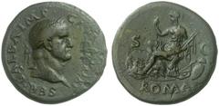 RÖMISCHE MÜNZEN KAISERREICH GALBA (68 - 69) Sesterz, Rom. SER GALBA IMP - C[AES AVG TR P], Portraitbüste mit Lorbeerkranz nach rechts. Rs: Roma mit Helm, Speer und Parazonium auf Panzer nach links sit