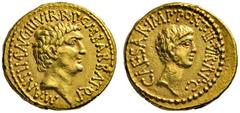 RÖMISCHE MÜNZEN REPUBLIK MARCUS ANTONIUS und OCTAVIAN Aureus, 41, Athen, M. Marcus Antonius und M. Barbatus. M ·ANT ·IMP ·AVG ·IIIVIR ·R ·P C M BARBAT Q P, Portraitkopf des Marc Anton nach rechts. Rs: