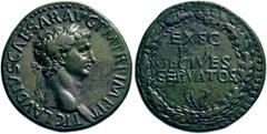 RÖMISCHE MÜNZEN KAISERREICH CLAUDIUS (41 - 54) CLAUDIUS (41 - 54) Sesterz, ca. 42-43, ungesicherte Münzstätte auf dem Balkan oder im nördlichen Kleinasien. TI CLAVDIVS CAESAR AVG P M TR P IMP P P. Kop