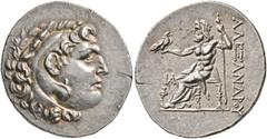 GRIECHISCHE MÜNZEN LYKIEN. PHASELIS. Tetradrachm, 221/0-189/8. In the name and types of Alexander III of Macedon. Dated CY 11 (208/7 BC). Head of Herakles right, wearing lion skin headdress. Rev: BAΣI