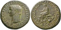 RÖMISCHE MÜNZEN KAISERREICH. PRINZIPAT. CLAUDIUS (41 - 54). NERO CLAUDIUS DRUSUS (36 - 9 v. Chr.). Sesterz, 42 - 43, Rom. NERO·CLAVDIVS· DRVSVS·GERMANICVS·IMP·. Barhäuptiger Portraitkopf des Nero Clau