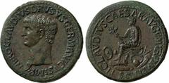 NERO CLAUDIUS DRUSUS (DRUSUS MAIOR) No: 171 Schätzpreis/Estimation DM 8000 d=49 mm Sesterz, 42 - 43, unter Claudius. NERO · CLAVDIVS · DRVSVS · GERMANICVS · IMP · . Kopf des Nero Claudius Drusus links