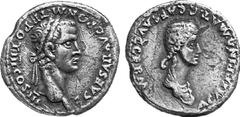 AGRIPPINA MAIOR No: 187 Schätzpreis/Estimation DM 1500 d=18 mm AGRIPPINA MAIOR und CALIGULA. Denar, 40. C · CAESAR · AVG · PON · M · TR · POT · III · COS · III. Kopf des Caligula mit Lorbeerkranz rech