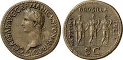 CALIGULA (37 - 41 n. Chr.) No: 193 Schätzpreis/Estimation DM 18000 d=48 mm Sesterz, 37 - 38. C · CAESAR · AVG · GERMANICVS · PON · M · TR · POT · . Kopf des Caligula mit Lorbeerkranz links. Rs: AGRIPP