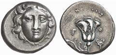 MüNZEN VON KARIEN / Sammlung Karl PSEUDO-RHODISCHE PRäGUNGEN KARIEN ODER LYKIEN No.: 830 Schätzpreis-Estimate: EUR 100,- d=15 mm Drachme, 175-170 v.Chr. Kopf des Helios en face, leicht nach rechts gew