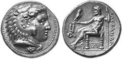 GRIECHISCHE MüNZEN KöNIGE VON MAKEDONIEN ALEXANDER III. DER GROSSE (336 - 323) No.: 188 Schätzpreis-Estimation: DM 15 000,- Tetradrachmon, ca. 332 - 323, Memphis in ägypten. Kopf des jugendlichen Hera