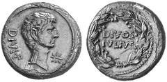 REPUBLIK C. IULIUS CAESAR, "OCTAVIANUS" No.: 451 Schätzpreis-Estimation: DM 900,- OCTAVIANUS und DIVUS IULIUS CAESAR. Dupondius (oder Sesterz?), 38, ungesicherte Münzstätte im südlichen Italien (?). D