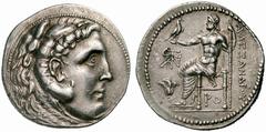 GREEK COINS ISLAND OFF CARIA RHODOS Signed tetradrachm in the name of Alexander the Great, between 205-190 BC. Head of young Heracles in lion skin headdress right, signed ΔΑΝ on the lip, dotted border