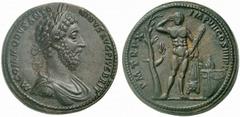 ROMAN COINS ROMAN EMPIRE COMMODUS (AD 177 - 192) COMMODUS AND CRISPINA Bronze medallion, AD 184/185, Rome mint. M COMMODVS ANTO-NINVS AVG PIVS BRIT. Laureate portrait bust, draped, cuirassed, right; d