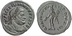 RÖMISCHE KAISERZEIT MAXIMIANUS HERCULIUS, 286-305 und 307-310 Nummus, London, 303. IMP MAXIMIANVS P F AVG. Panzerbüste mit Lorbeerkranz rechts. Rv/ GENIO POP–VLI ROMANI. Genius mit Patera und Füllhorn