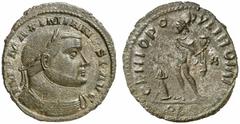 RÖMISCHE KAISERZEIT MAXIMIANUS HERCULIUS, 286-305 und 307-310 Nummus, Lugdunum, 302-304. IMP MAXIMIANVS P AVG. Panzerbüste mit Lorbeerkranz rechts. Rv/ GENIO PO–PVLI ROMANI/A/PLG. Genius mit Patera un