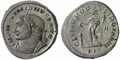RÖMISCHE KAISERZEIT MAXIMIANUS HERCULIUS, 286-305 und 307-310 Nummus, Lugdunum, 302-304. IMP MAXIMIANVS P AVG. Panzerbüste mit Lorbeerkranz links. Rv/ GENIO POP–VLI ROMANI/A/PLG. Genius mit Patera und