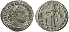 RÖMISCHE KAISERZEIT MAXIMIANUS HERCULIUS, 286-305 und 307-310 Nummus, Lugdunum, 302-304. IMP MAXIMIANVS AVG. Panzerbüste mit Lorbeerkranz rechts. Rv/ GENIO POP–VLI ROMANI/B/PLG. Genius mit Patera und 