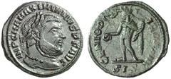 RÖMISCHE KAISERZEIT MAXIMIANUS HERCULIUS, 286-305 und 307-310 ¼ Nummus, Siscia, 305. IMP C M A MAXIMIANVS P F AVG. Kopf mit Lorbeerkranz rechts. Rv/ GENIO POP–VLI ROMANI / SIS. Genius mit Patera und F