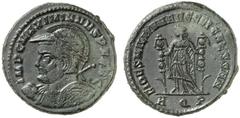 RÖMISCHE KAISERZEIT MAXIMIANUS GALERIUS, Caesar 293-305, Augustus 305-311 Nummus, Aquileia, 306-307. IMP C MAXIMIANVS P F AVG. Gepanzerte Linksbüste mit Lorbeerkranz, geschultertem Speer (oder Zepter?