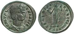 RÖMISCHE KAISERZEIT GALERIA VALERIA, Gemahlin des Max. Galerius, † 315 Nummus, Nicomedia, 309-310. GAL VAL–ERIA AVG. Drapierte Büste mit Diadem rechts. Rv/ VENERI VI–CTRICI CMH / SMNA. Venus mit Apfel
