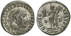 RÖMISCHE KAISERZEIT MAXIMINUS DAZA, Caesar 305-309, Augustus 309-313 Nummus, Antiochia, 312. IMP C GAL VAL MAXIMINVS P F AVG. Kopf mit Lorbeerkranz rechts. Rv/ GENIO – AVGVSTI/*–B/ANT. Genius en face 