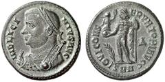 RÖMISCHE KAISERZEIT LICINIUS I, 308-324 Nummus, Nicomedia, 317-320. IMP LICI–NIVS AVG. Belorb. Büste in trabea mit mappa, Globus und Zepter links. Rv/ IOVI CONS–ERVATORI AVGG / D / SMN. Jupiter mit Vi