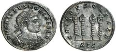 RÖMISCHE KAISERZEIT CRISPUS, ältester Sohn des Constantin, Caesar 317-326 Miliarense, Siscia, frühes 326 (?). D N CRISPVS NOB CAES. Panzerbüste mit Lorbeerkranz von vorne gesehen rechts. Rv/ CRISPVS C