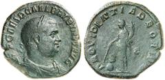 RÖMISCHE MÜNZEN RÖMISCHE KAISERZEIT. BALBINUS, April-Juli 238. Sesterz, Rom, ca. April-Juni 238. [IM]P CAES D CAEL BALBINVS AVG. Drap. Panzerbüste mit Lorbeer­kranz rechts. Rv/ PROVINDENTIA DEORVM/S–C