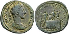 RÖMISCHE MÜNZEN RÖMISCHE KAISERZEIT II. COMMODUS, Caesar 166-177. Sesterz, Rom, 180. M COMMODVS ANTONINVS AVG. Panzerbüste mit Lorbeerkranz rechts, l. Schulter drapiert. Rv/ TR P V IMP IIII COS II P P