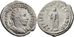 RÖMISCHE MÜNZEN RÖMISCHE KAISERZEIT. PHILIPPUS I ARABS, 244-249 . Antoninian, unbest. östliche Münzstätte (Antiochia?), 2. Em. Frühsommer 244. IMP C M IVL PHILIPPVS P F AVG P M. Drap. Panzerbüste mit 