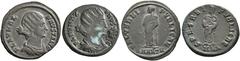 RÖMISCHE MÜNZEN RÖMISCHE KAISERZEIT. FAUSTA, Gemahlin des Constantinus, † 326 . Nummus, Nicomedia, 325-326. FLAV MAX – FAVSTA AVG. Drapierte Büste mit Diadem rechts. Rv/ SPES REIP–VBLICAE / MNA. Faust