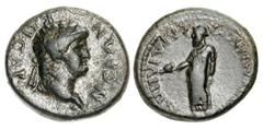 LYDIA, Sardis. Nero, 54-68 AD. Æ18 (5.05 gm) by Ti Kl Mnaseas Stra(tegos), 65. Laureate head / Zeus standing kolding eagle. RPC.3007. VF, brown patina. Scarce. [Est. $225]
