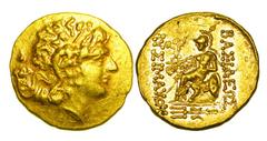 THRACE. Lysimachos, 323-281. Posthumous Gold Stater (8.30 gm) of Tomis struck by Mithradates VI, ca. 89-72 BC. Diademed head of Alexander the Great with horn of Ammon / Athena seated on prow holding N