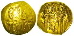 BYZANTINE EMPIRE OF NICAEA . John III, 1222-1264 AD. Gold Histamenon Nomisma (3.05 gm) of Magnesia. Christ enthroned / The Virgin Mary blessing John. S.2073. VF+, clipped, some tooling on drapery. [Es
