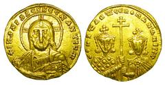 BYZANTINE EMPIRE. Constantine VII & Romanos II, 945-959 AD. Gold Solidus (4.31 gm) of Constantinople. Facing bust of Christ / Busts of the emperors. S.1751. aXF. [Est. $1500]