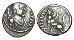 CELTIC BRITAIN. CATUVALLAUNI. Cunobelin, c. 20-40 AD. AR Unit (1.24 gm). Winged bust of Victory / Sphinx seated. vArd.2057. S.313. Toned VF+. Rare.