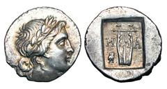 LYCIA, Lycian League, Masikytes. Late 30s BC. AR Hemidrachm (1.97 gm). Laureate head of Apollo / Lyre, owl. Troxell.98. Toned VF+.