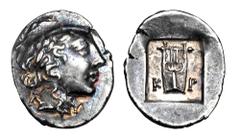 LYCIA, Lycian League, Kragos. After 168 BC. AR Hemidrachm (1.75 gm). Laureate head of Apollo / Lyre in shallow incuse square. Tr.84.40. Toned VF+.
