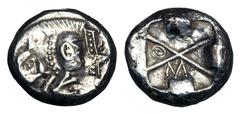 LYCIA. Pre-Dynastic issue, 520-470 BC. AR Stater (9.40 gm). Forepart of boar left / IIncuse square, three sides with lugs, large X at center. Falghera.34. SNG.vAul.4050. Toned VF+. Scarce.