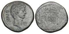 OCTAVIAN (later Augustus), as Triumvir 43-33 BC. AE31"Sestertius" (18.11 gm) of Italy 38 BC. Bare head of Octavian, comet (which marks the Divinity of Julius Caesar) / DIVOS IVLIVS in laureal wreath. 