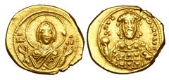 BYZANTINE EMPIRE. Constantine X, 1059-1067 AD. Gold Tetarteron (3.85 gm) of Constantinople. Facing bust of the Virgin Mary orans / Crowned facing bust of the emperor. S.1845. VF+. Scarce.