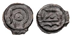 CELTIC BRITAIN. Cantii, 85-50 BC. Potin Unit (1.74 gm). Celticized head of Apollo / Charging bull. S.63. ABC.171. vA.133. aXF, brown patina.
