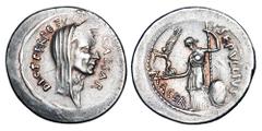 JULIUS CAESAR, died March 15, 44 BC. AR Denarius (3.50 gm), 44 BC as Perpetual Dictator. Laureate and veiled head of Caesar / Venus standing holding Victory and sceptre. RSC.39 Cr.480/13. Struck by P.