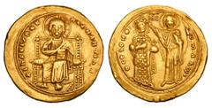 BYZANTINE EMPIRE. Romanos III, 1028-1034 AD. Gold Histamenon Nomisma (4.40 gm) of Constantinople. Christ enthroned / Romanos being blessed by the Virgin Mary. S.1819. XF.