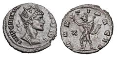 Roman Imperial Coins QUINTILLUS, 270 AD. Æ Antoninianus (2.89 gm). Radiate bust / Mars advancing holding branch, spear and shield. RIC.25. aXF, brown patina. Scarce.