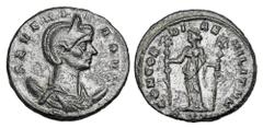 Roman Imperial Coins SEVERINA, wife of Aurelian, 270-275 AD. Æ Antoninianus (4.40 gm) of Ticinum. Diademed and draped bust on crescent / Concordia standing with two standards. RIC.8. VF+, olive green 