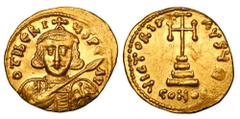 Byzantine Coins BYZANTINE EMPIRE. Tiberios III, 698-705 AD. Gold Solidus (4.46 gm) of Constantinople. Crowned bust facing / Cross on three steps. S.1360. Near Mint. Rare.
