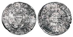 World Coins - Medieval (pre-1500) ENGLAND. Henry VII, 1485-1509 AD. AR Groat (3.03 gm), of London, i.m Cross-crosslet of 1504-1507 AD. Crowned bust facing in tressure / Long cross. S.2201. Toned VF.