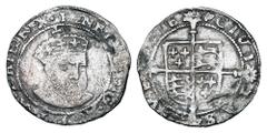 World Coins - Medieval (pre-1500) IRELAND. Henry VIII, 1509-1547 AD. AR Groat (2.36 gm), posthumous issue 1547-9, of Dublin, i. m. Harp. Crowned bust facing / Shield of arms on long cross. S.6488. Ton