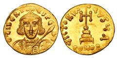 Byzantine BYZANTINE EMPIRE. Tiberios III, 698-705 AD. Gold Solidus (4.36 gm) of Constantinople. Crowned facing bust / Cross on three steps. S.1360. Mint. Scarce.